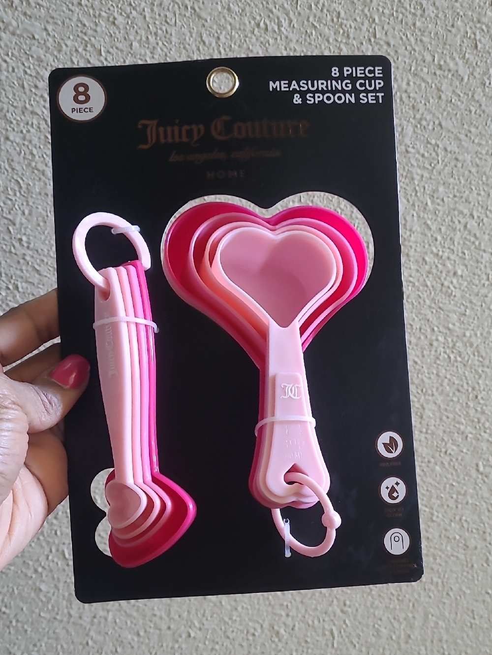 Juicy Couture Pink Ombre Heart Measuring Cup & Spoon Set